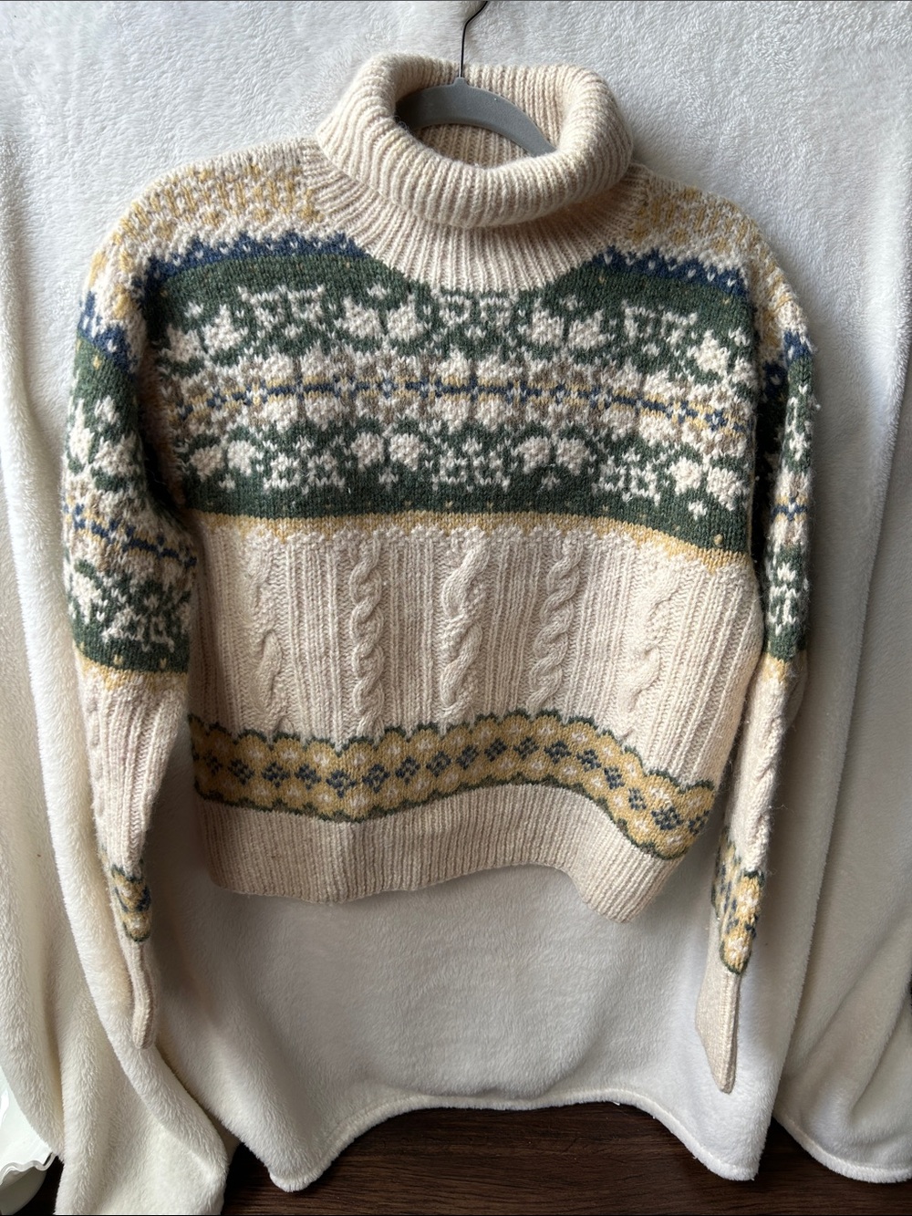 Vintage Y2K American Eagle Shetland wool fair isle Turtleneck L